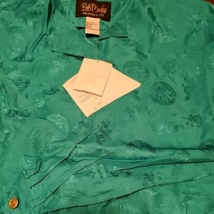 NWT Bob Mackie printed silk blouse L